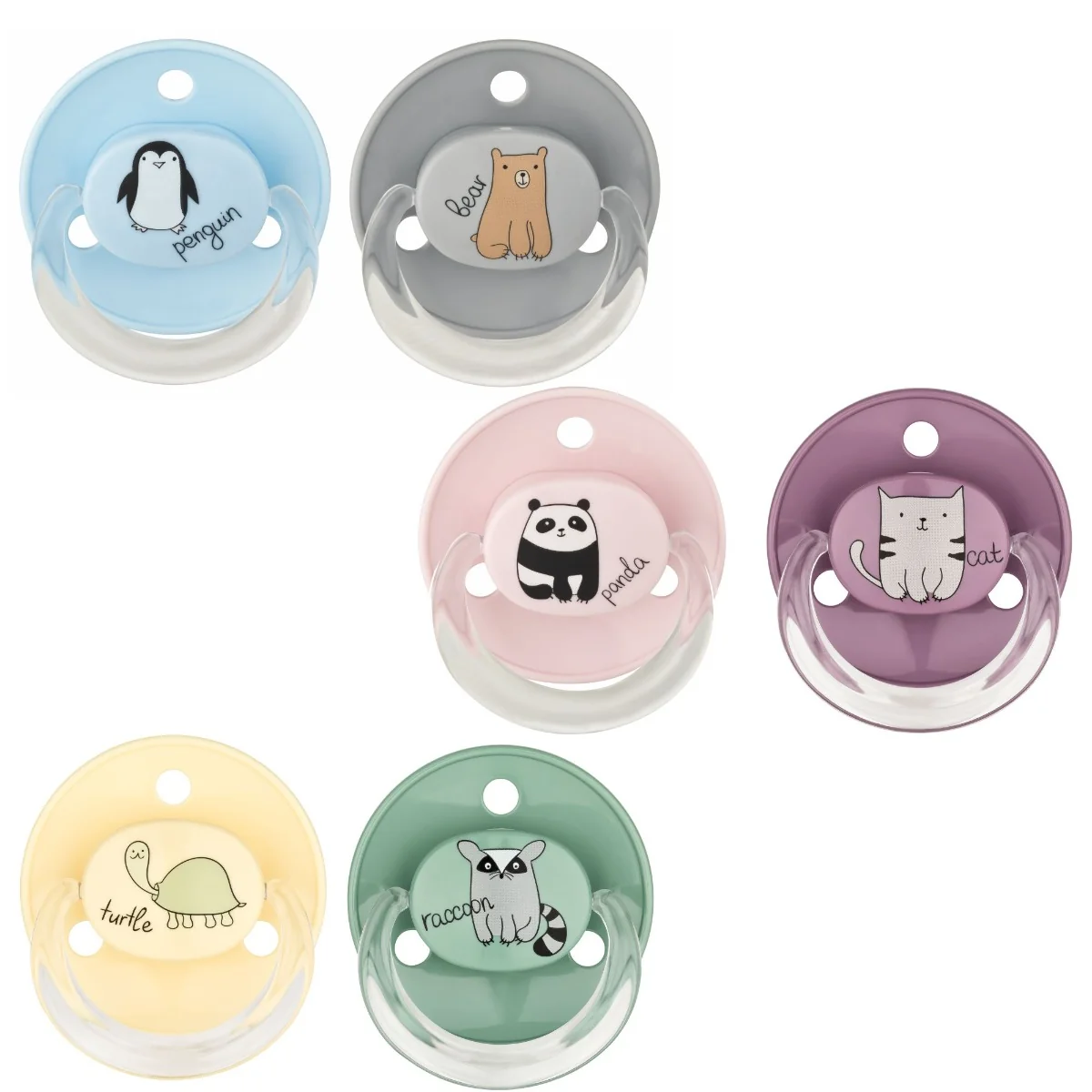 Suzete rotunde decorate multicolore cu inel + steribox 20009, 2 bucati, Baby Nova
