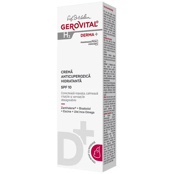 Crema anticuperozica hidratanta SPF10 Derma+, 50ml, Gerovital 