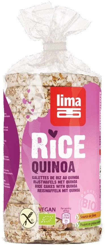 Rondele din orez expandat cu quinoa fara gluten Bio, 100g, Lima