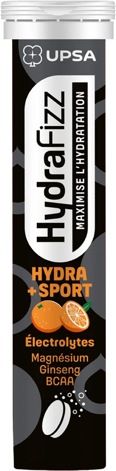 Electroliti cu aroma de portocale Hydra +Sport, 16 comprimate efervescente, Upsa