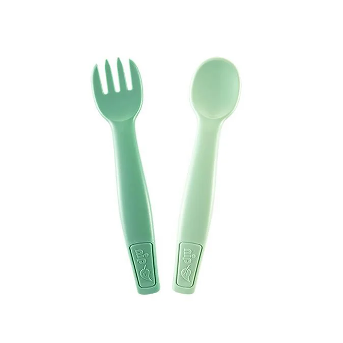 Set lingurita si furculita din materiale organice pentru +9 luni, 1 bucata, Nip