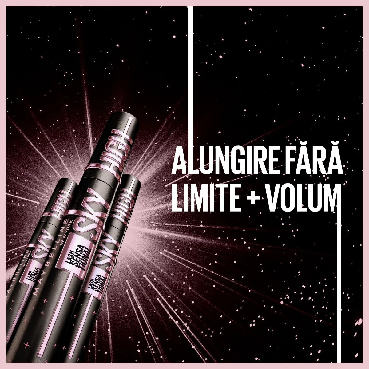 Mascara pentru alungire si volum Lash Sensational Sky High Cosmic Black, 7.2ml, Maybelline