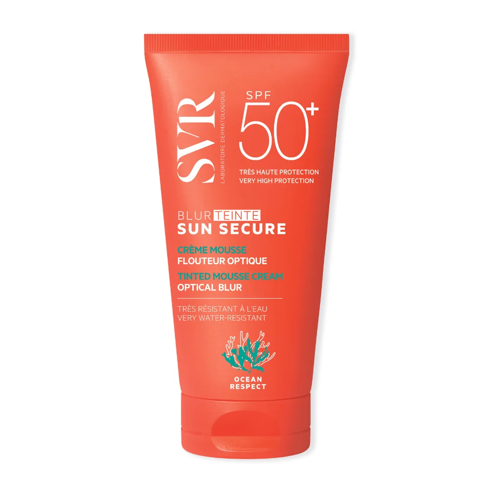Crema spuma nunantatoare pentru protectie solara SPF 50+ Beige Rose Sun Secure Blur Teinte, 50ml, SVR
