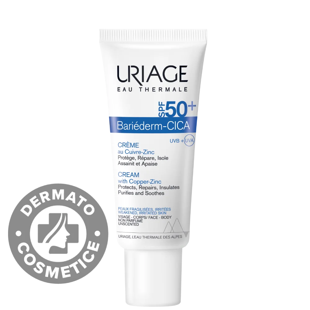 Crema cu SPF 50+ Bariederm Cica, 40ml, Uriage