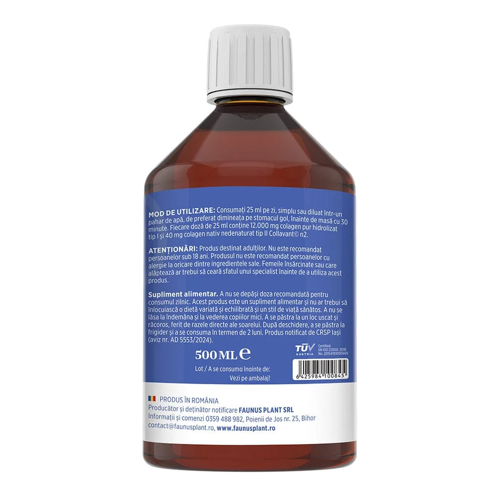 Colagen hidrolizat pentru articulatii Colagenus Articulatii Forte, 500ml, Faunus Plant