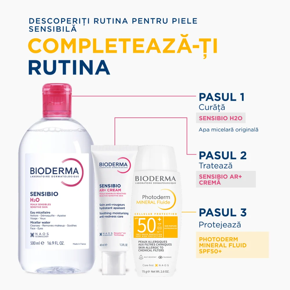 Protectie solara pentru pielea alergica la filtre chimice Photoderm Mineral Fluide, 75g, Bioderma