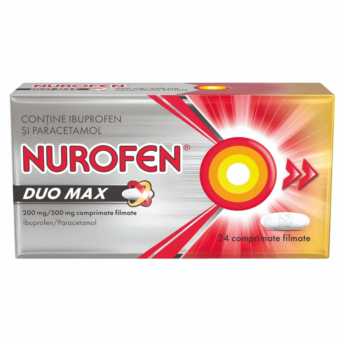 Nurofen Duo Max 200mg/500mg, 24 comprimate filmate, Reckitt Benckiser