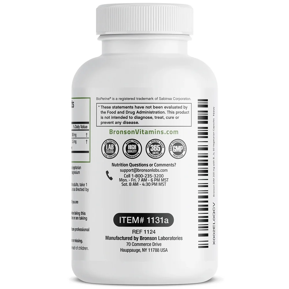 DIM cu Bioperina, 60 capsule, Bronson Laboratories