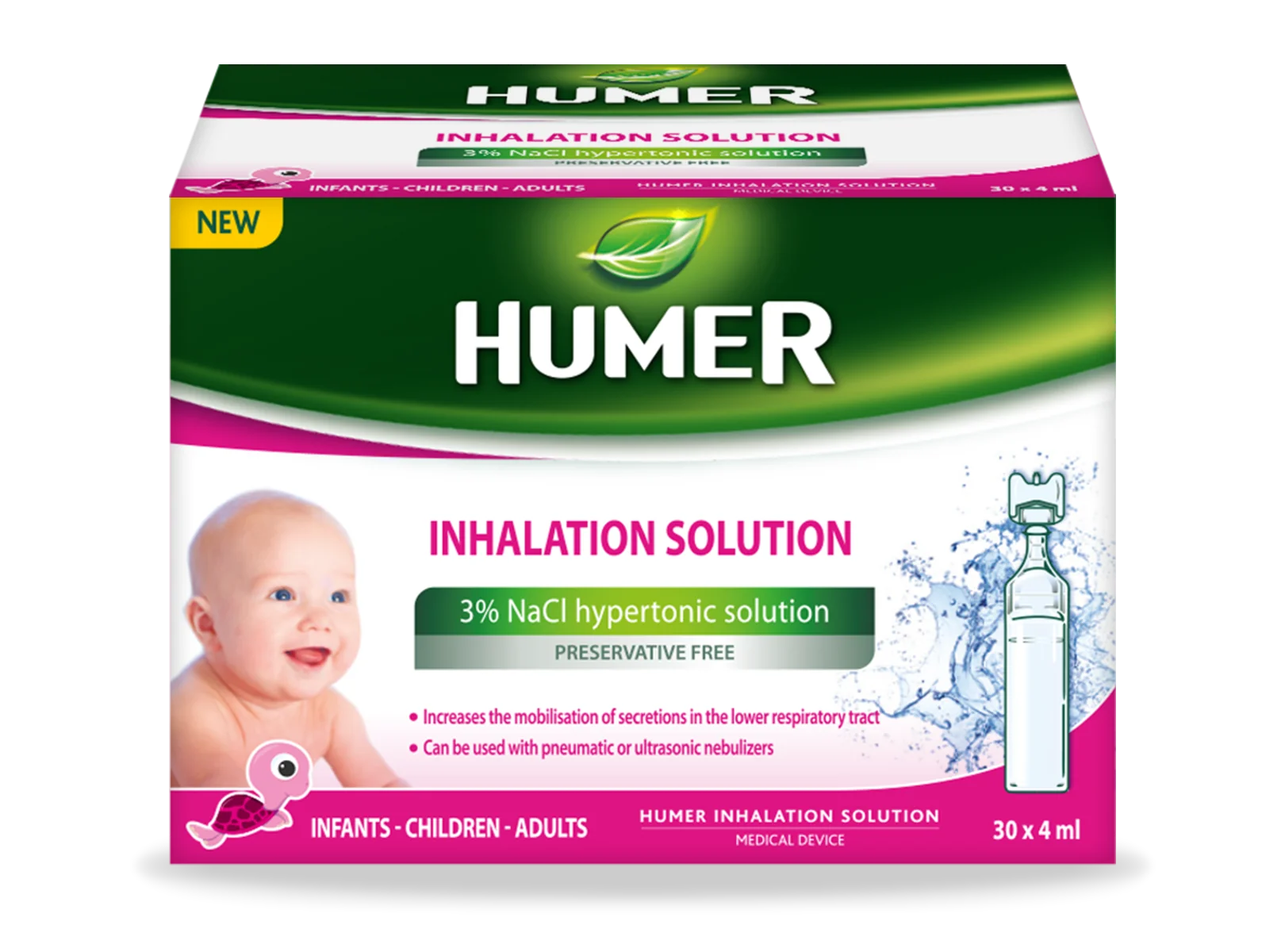 Solutie hipertonica inhalator 3%, 30 x 4ml, Humer
