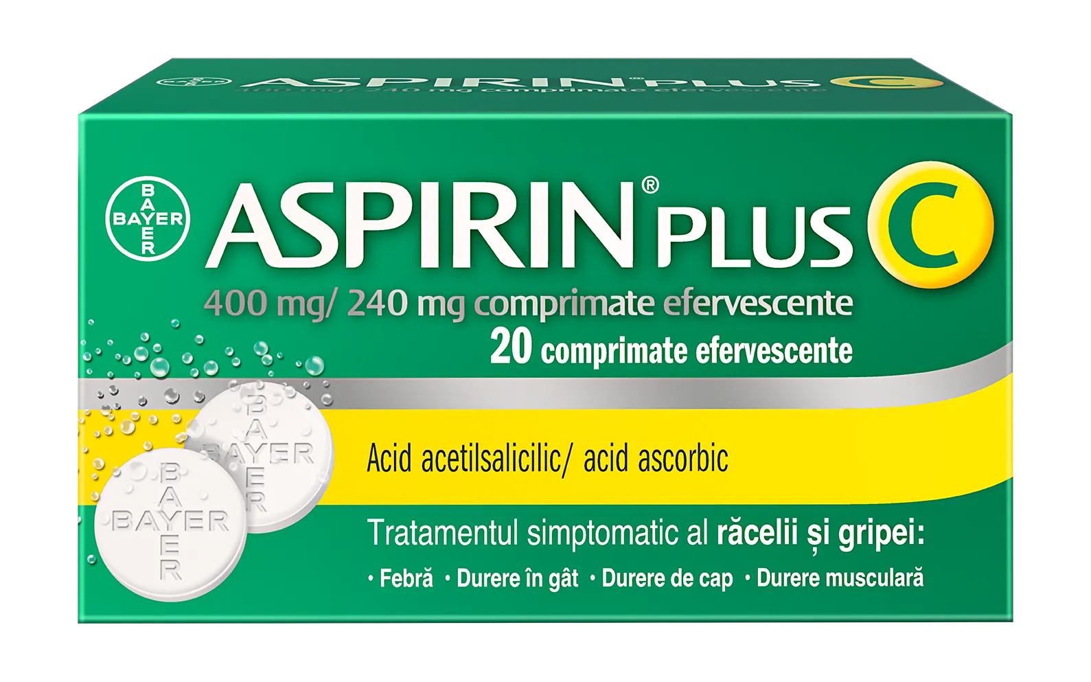 Aspirin Plus C, 20 comprimate efervescente, Bayer 