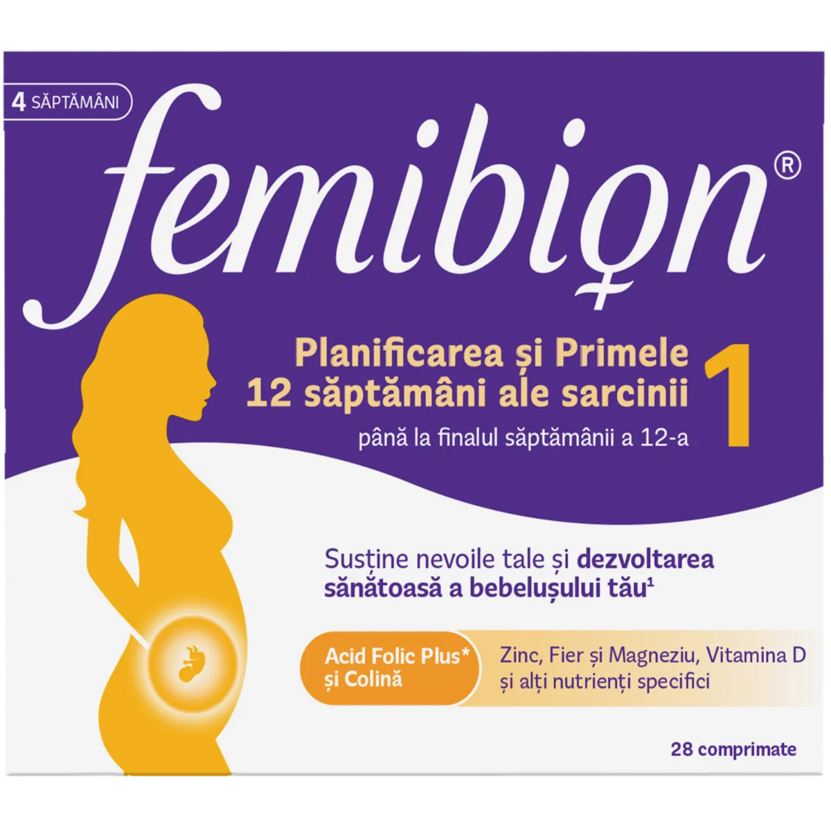 Femibion 1 Planificarea si Primele 12 Saptamani ale Sarcinii, 28 comprimate filmate