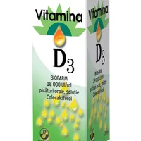 Vitamina D3 picaturi orale 18000UI/ml, 10ml, Biofarm