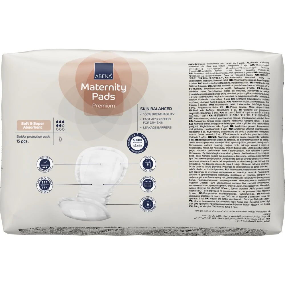 Absorbante post natale Maternity cu absorbtie 825ml, 15 bucati, Abena