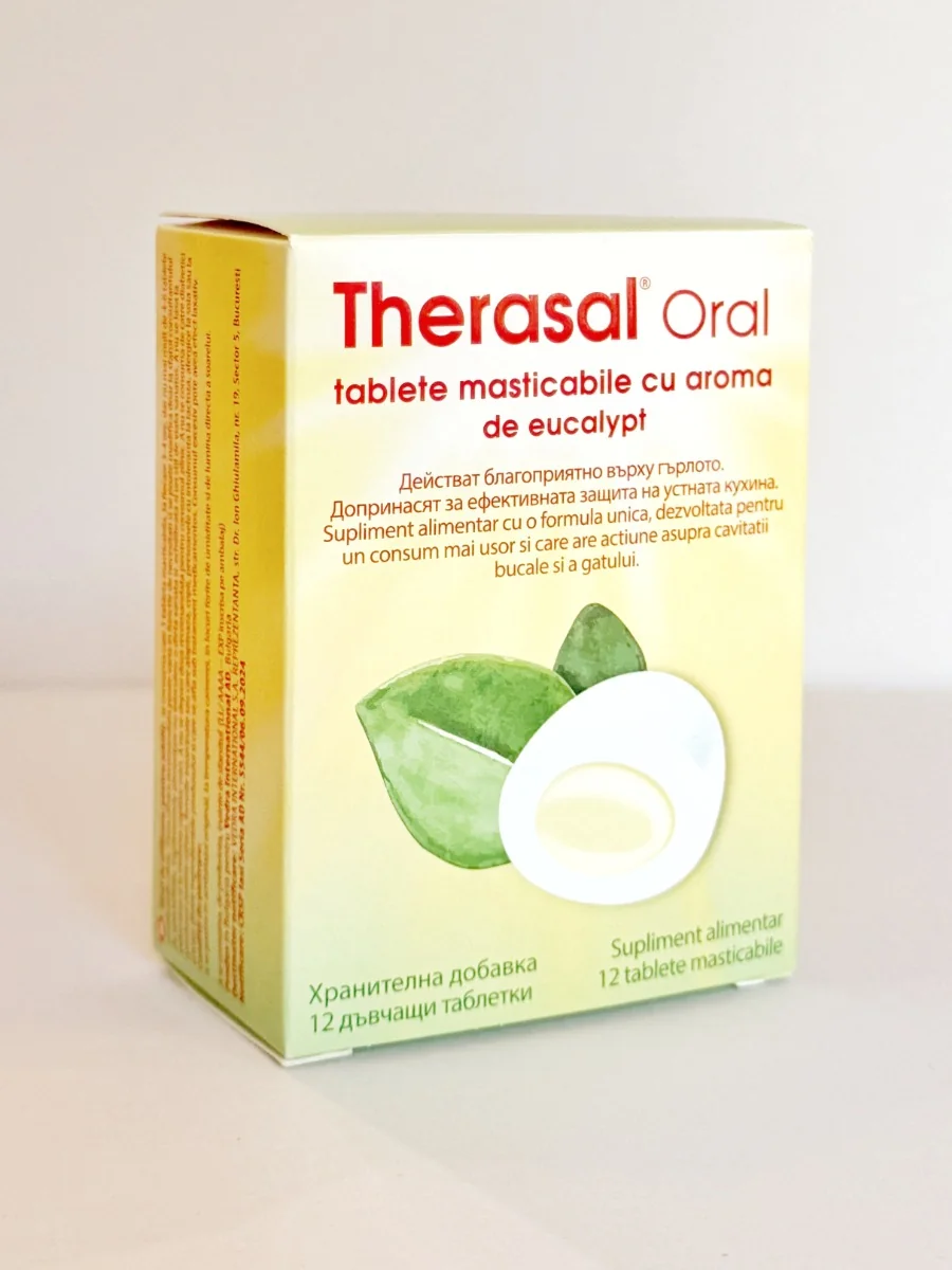Therasal Oral cu aroma de eucalipt, 12 tablete masticabile, Vedra