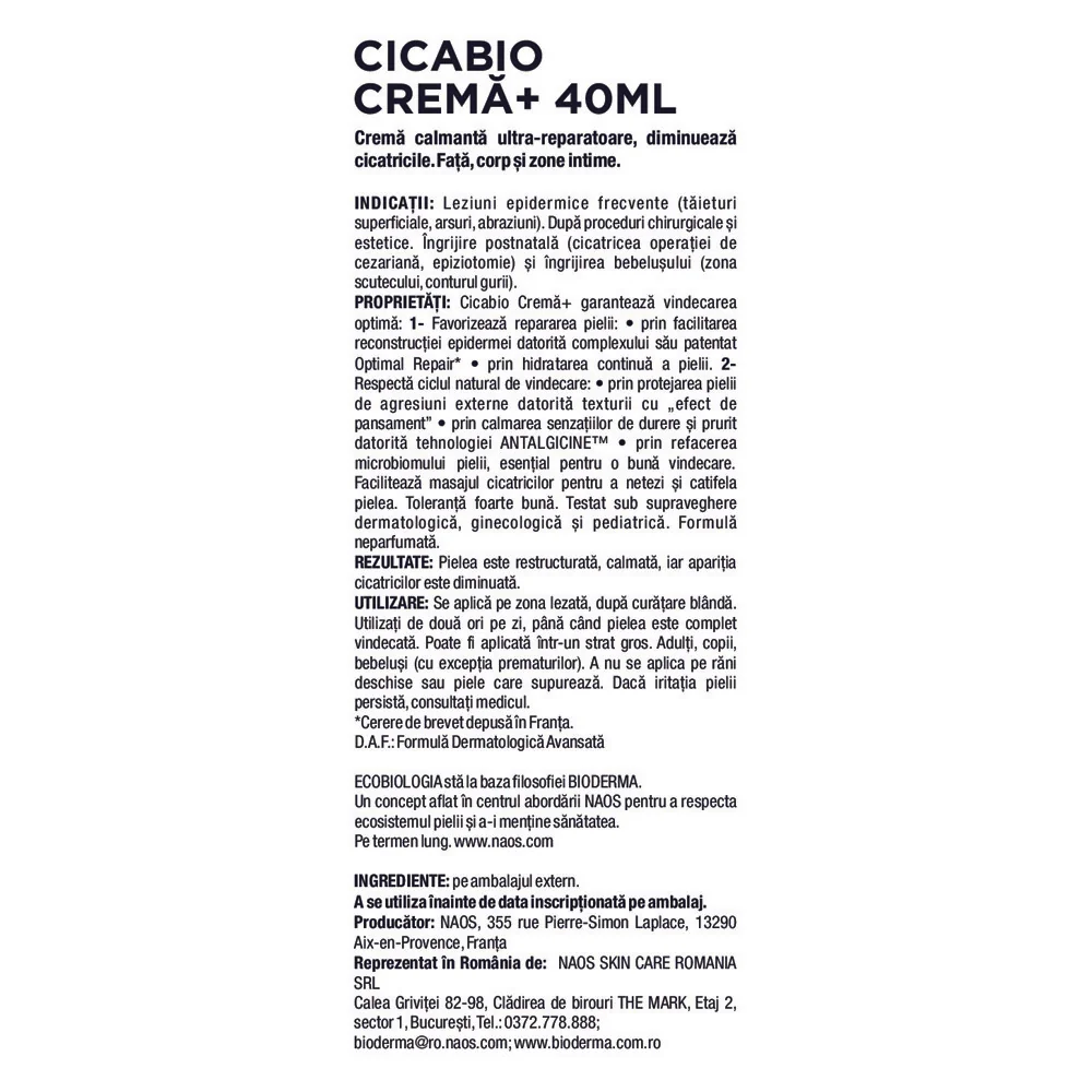 Crema+ reparatoare Cicabio, 40ml, Bioderma