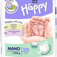 Scutece prematuri cu greutate sub 700g Nano Happy, 30 bucati, Bella Baby