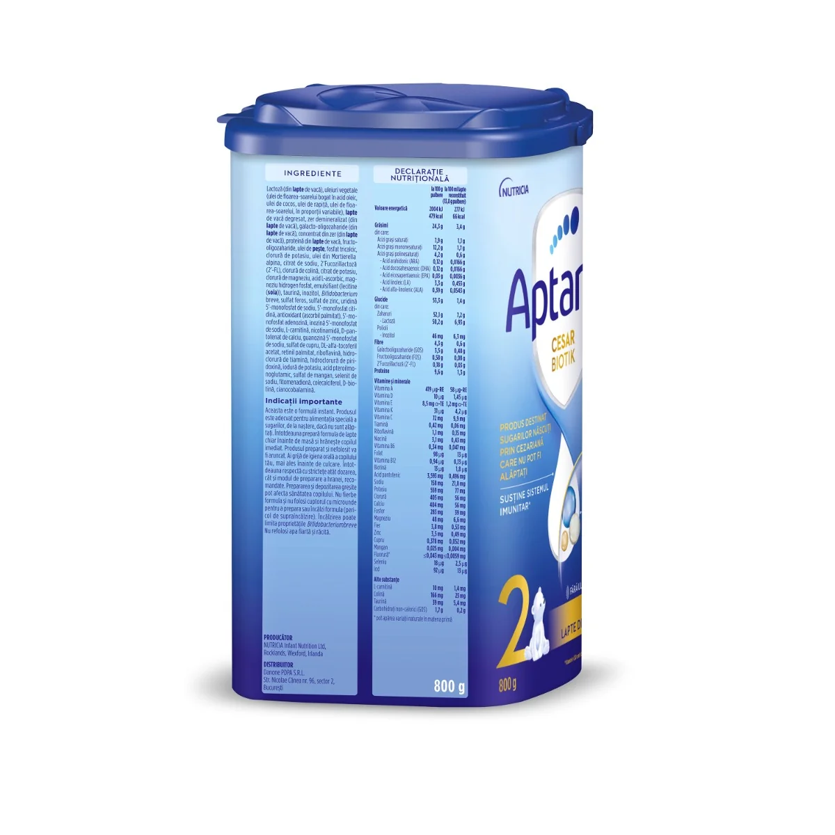 Lapte de continuare 6-12 luni CESAR-BIOTIK 2, 800g, Aptamil