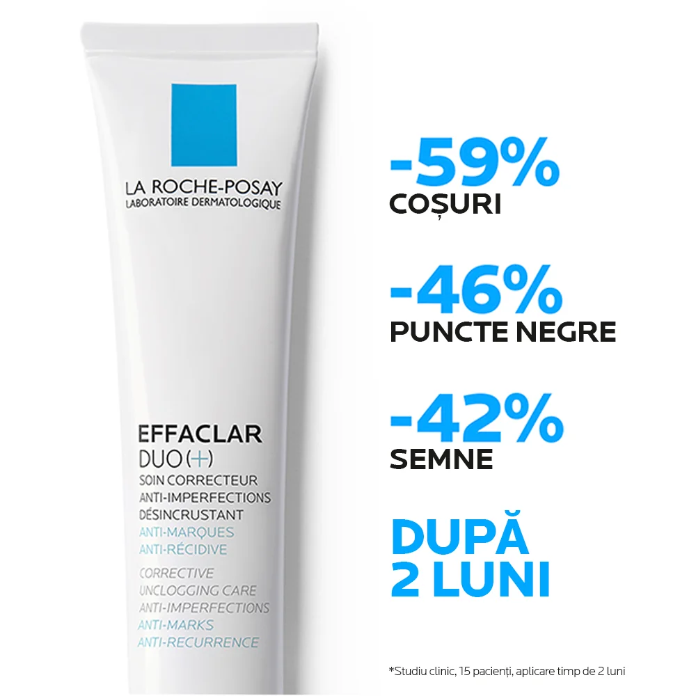 Crema de fata anti-imperfectiuni ten gras cu tendinta acneica Effaclar Duo+, 40ml, La Roche-Posay