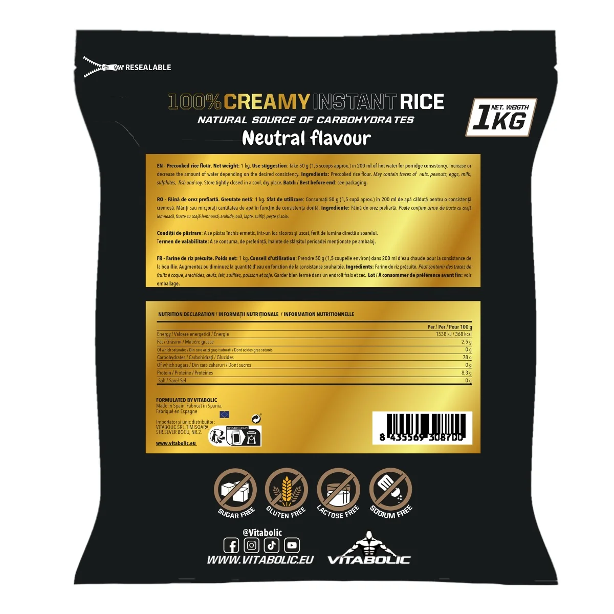 Creamy Instant Rice Fara Aroma, 1kg, Vitabolic