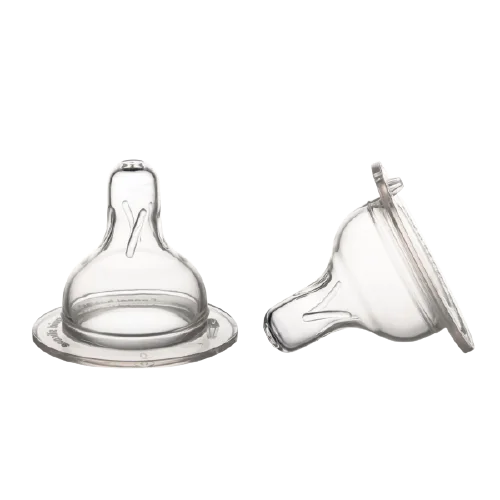 Tetina din silicon cu flux lent pentru biberon cu gat larg EasyStart 3-6 luni, 2 bucati, Canpol babies