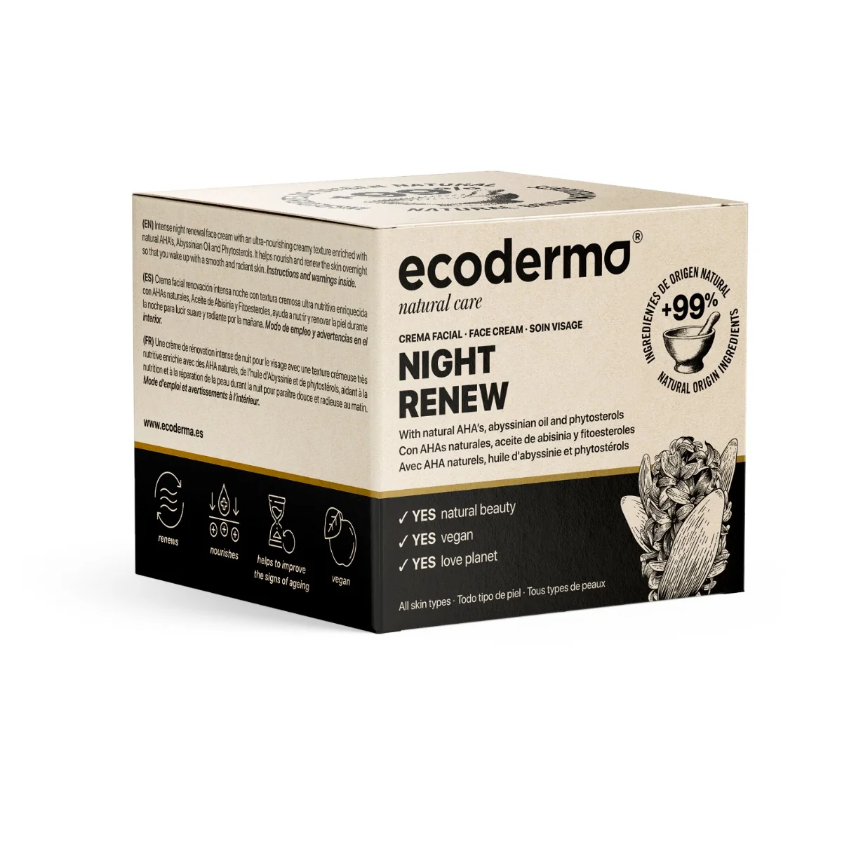 Crema reparatoare de noapte, 50ml, Ecoderma