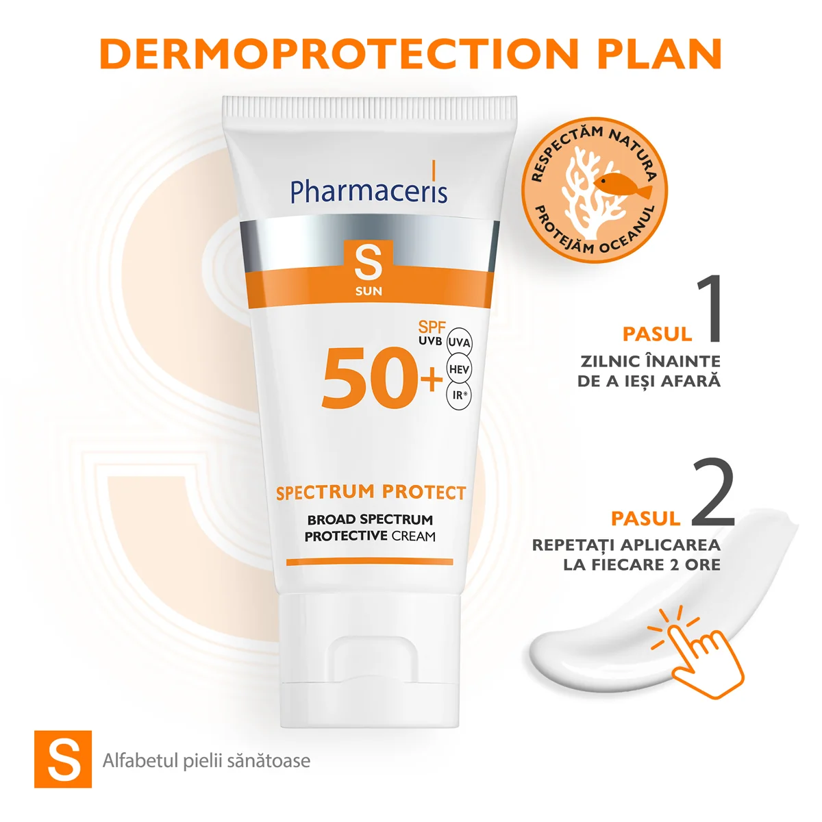 Crema cu protectie solara si spectru larg pentru copii si adulti SPF50+ S, 50ml, Pharmaceris