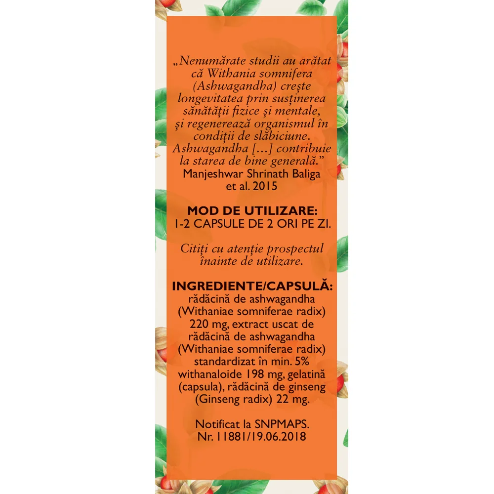 Ashwagandha cu ginseng, 60 capsule, Fares