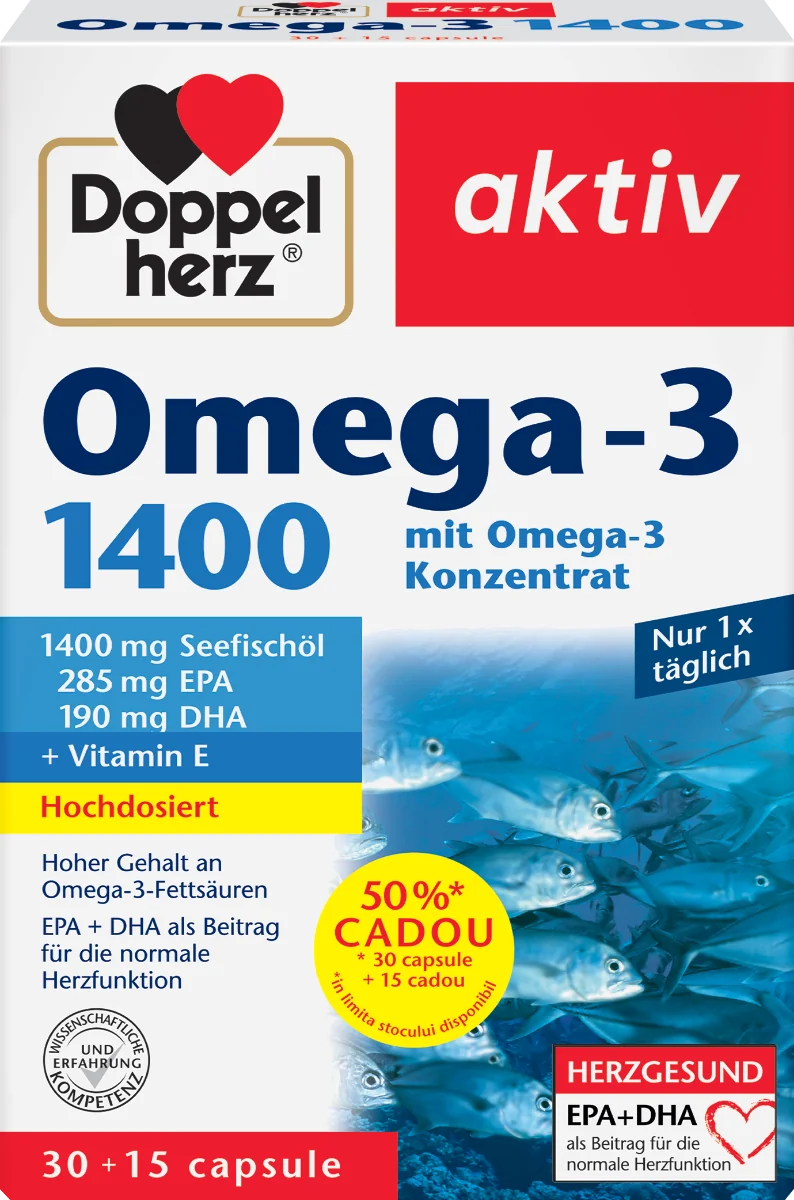 Omega 3 1400mg, 30 + 15 comprimate, Doppelherz