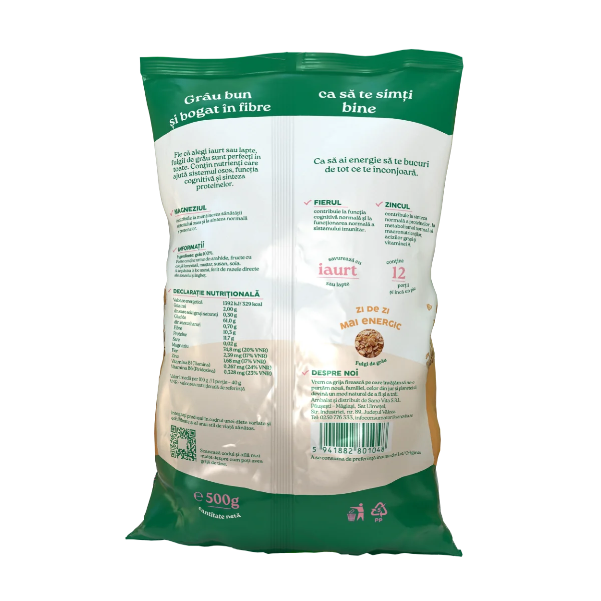 Fulgi de grau, 500g, SanoVita