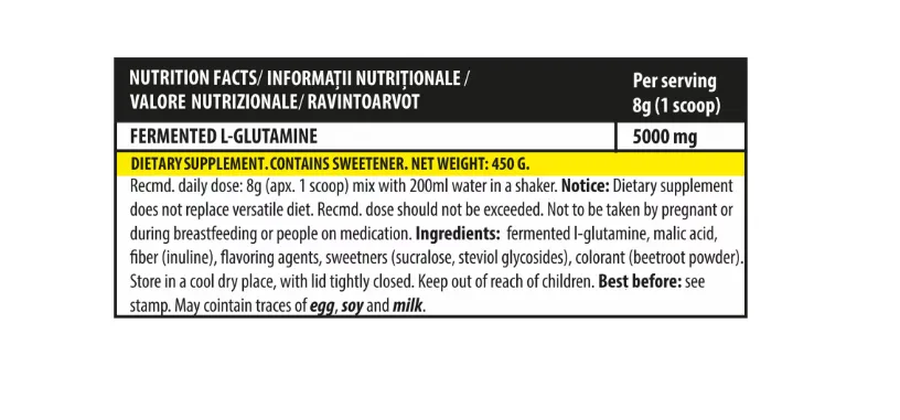 Aminoacizi pudra cu aroma de pepene iGlutamine, 450g, Genius Nutrition 