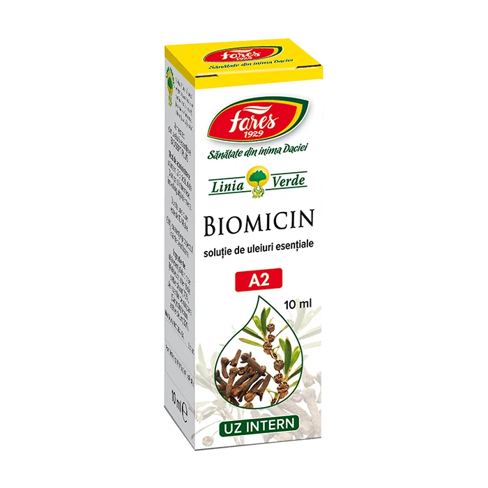 Biomicin solutie cu uleiuri esentiale A2, 10ml, Fares