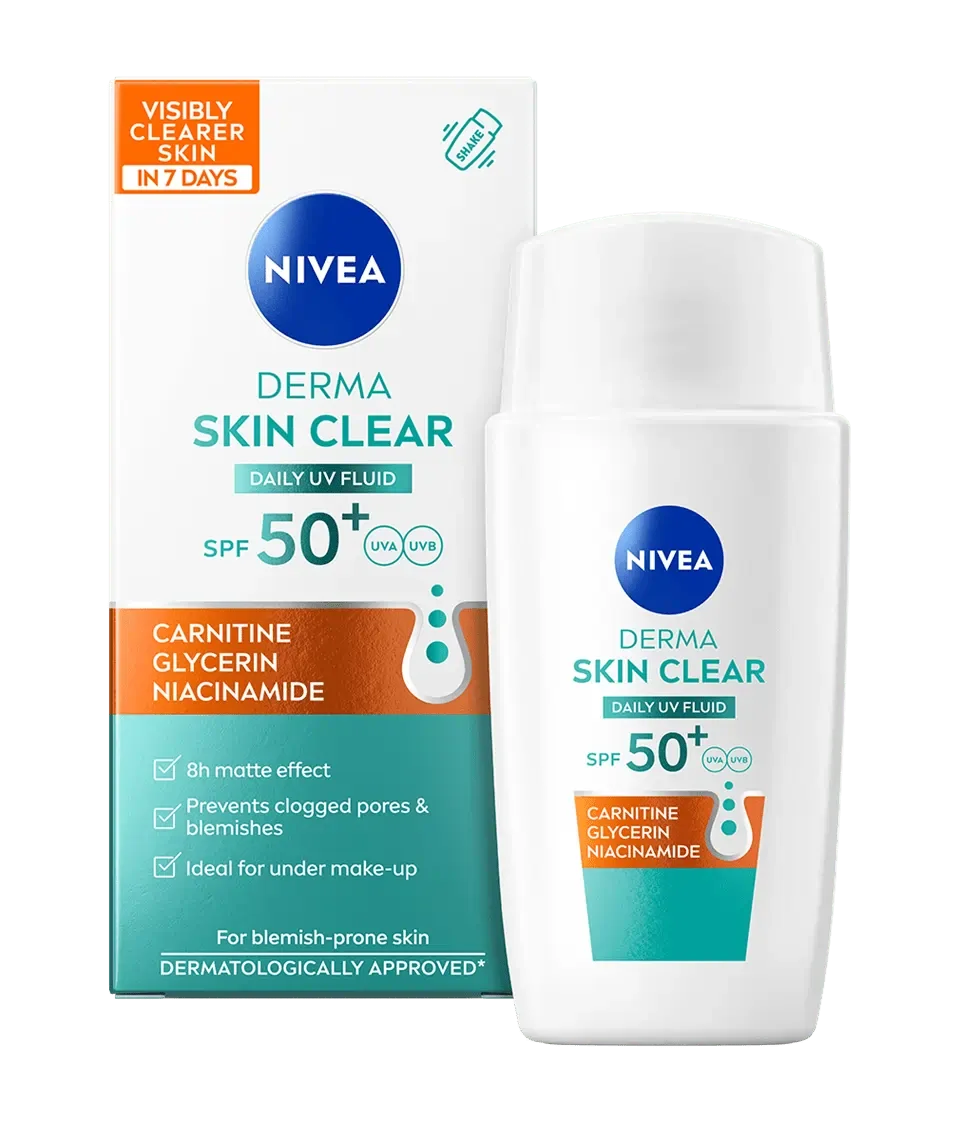 Fluid de zi hidratant Derma Skin Clear cu SPF 50+, 40ml, Nivea