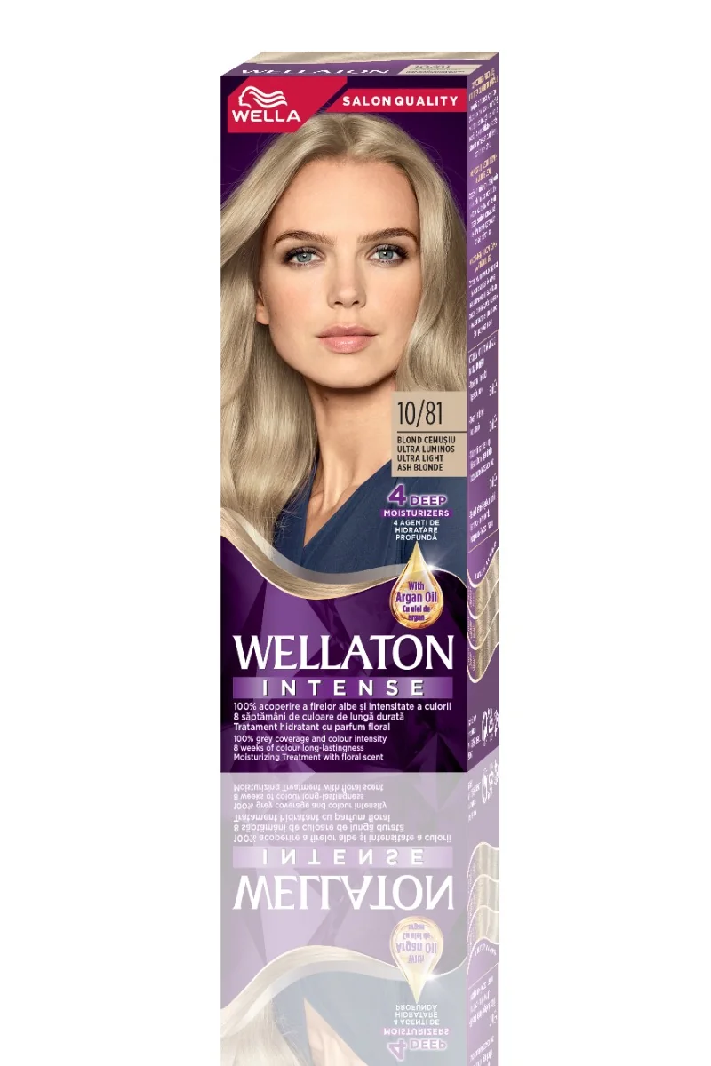 Vopsea de par permanenta Blond Cenusiu 10.81 Wellaton, 110ml, Wella