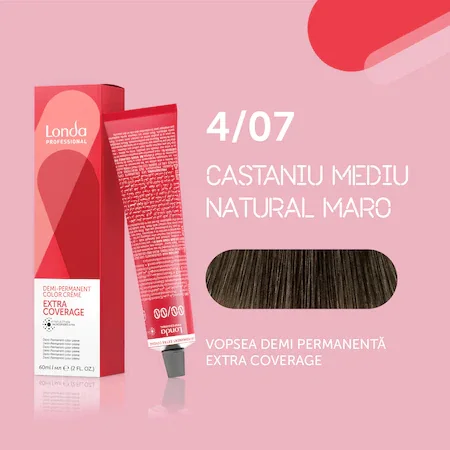 Vopsea de par demipermanenta 4/07 Extra Coverage, 60ml, Londa