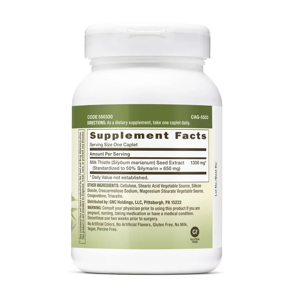 Silimarina 1300mg Herbal Plus® Milk Thistle, 60 tablete, GNC