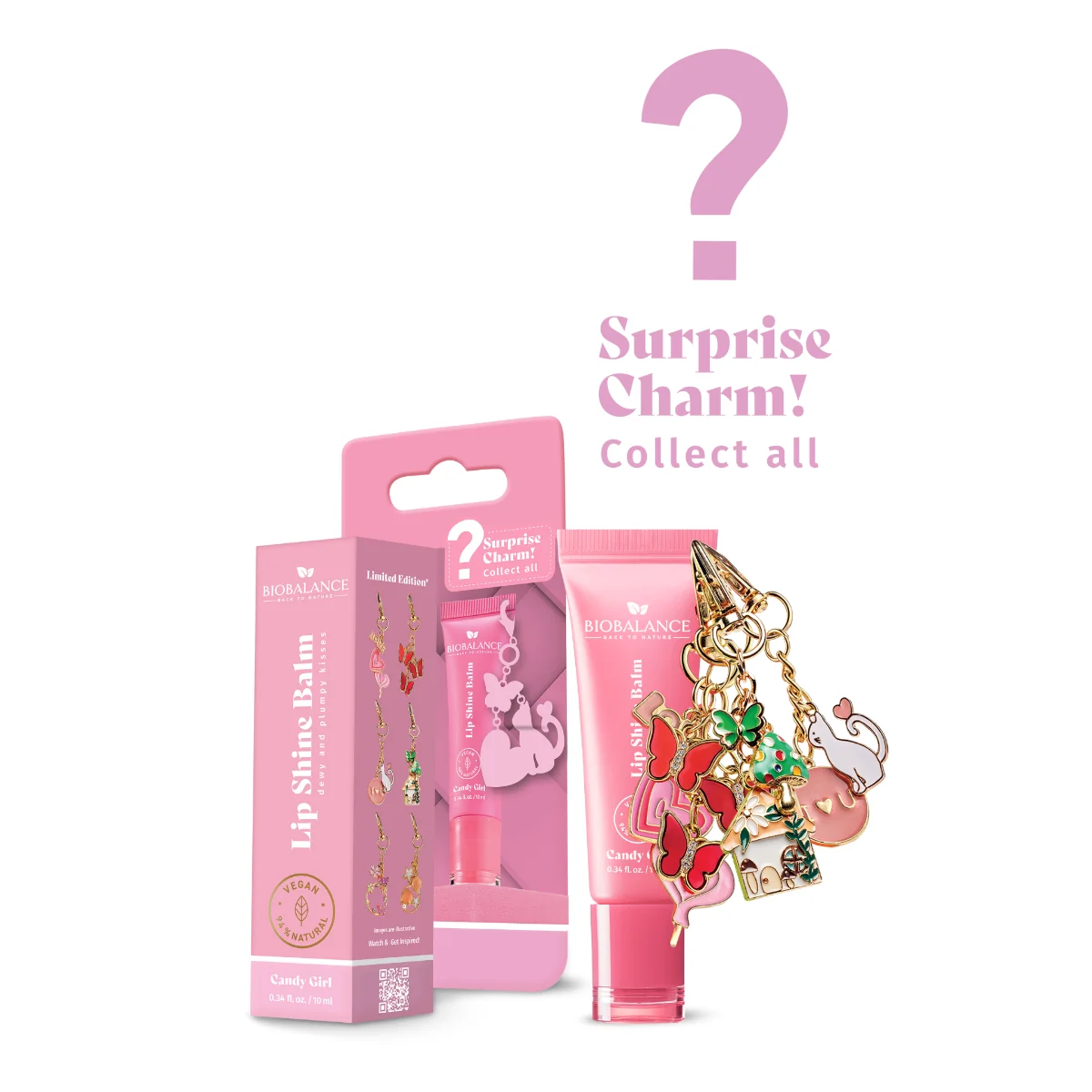 Balsam de buze cu efect lucios si breloc surpriza Candy Girl, 10ml, Bio Balance