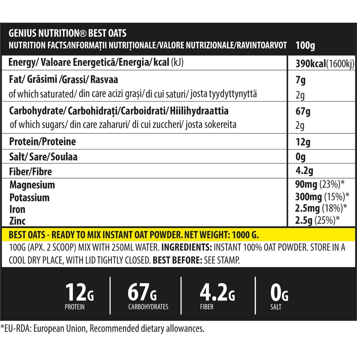 Bestoats ciocolata, 1000g, Genius Nutrition