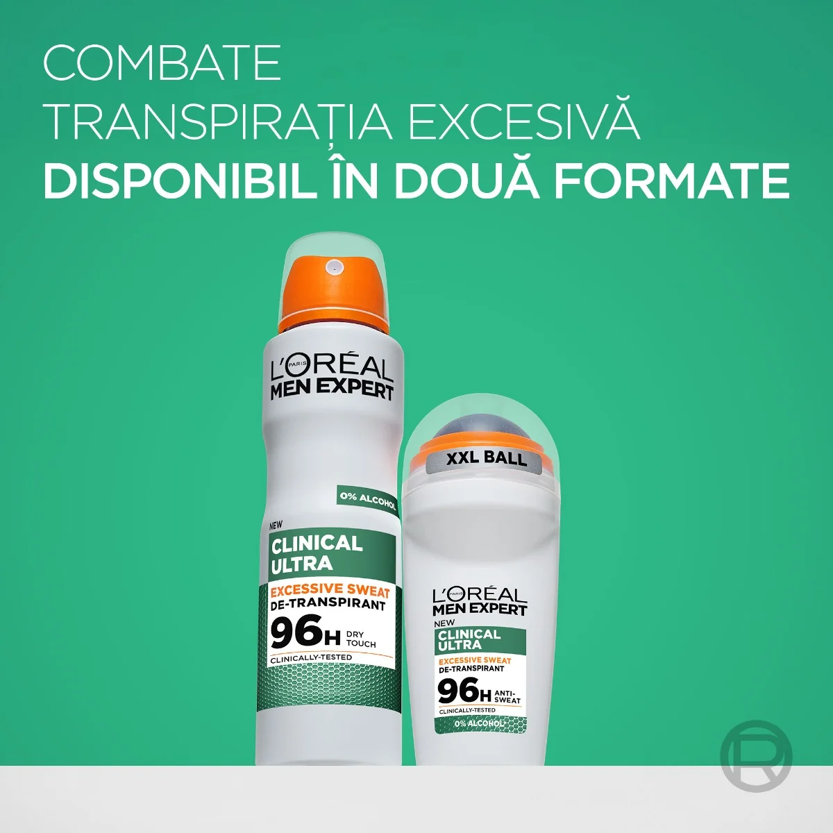 Antiperspirant roll-on fara alcool Derma Control, 50ml, L'oreal Men Expert