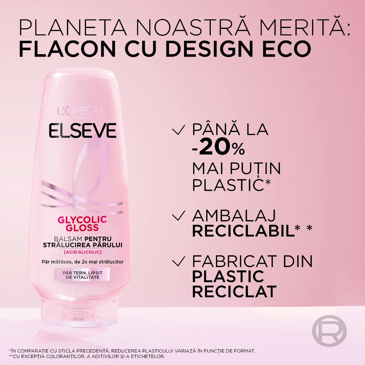Balsam pentru stralucirea parului Glycolic Gloss, 200 ml, Elseve