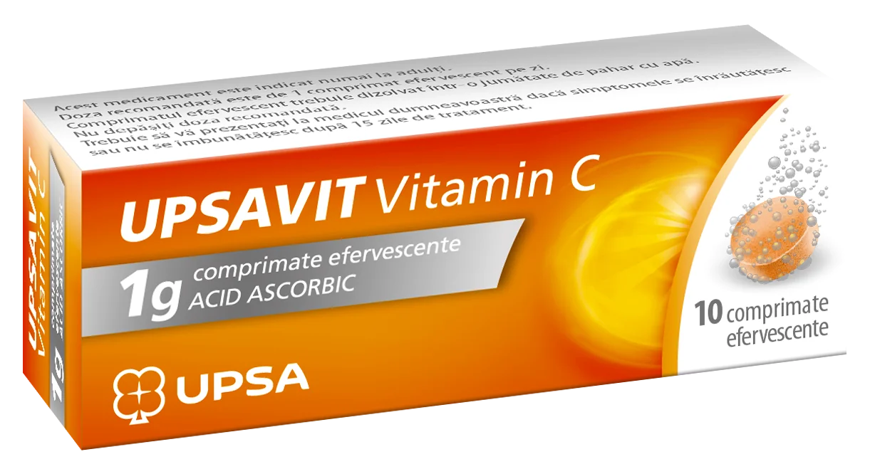 Upsavit Vitamin C, 10 comprimate efervescente, Upsa