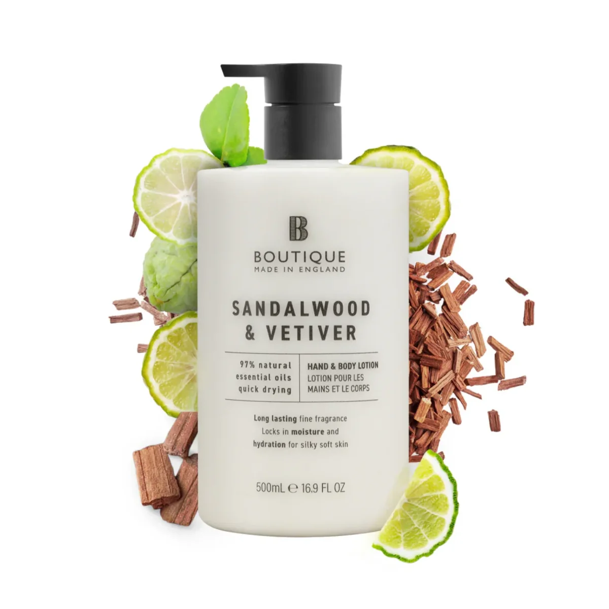 Lotiune pentru maini si corp cu parfum de Lemn de Santal & Vetiver, 500ml, Boutique