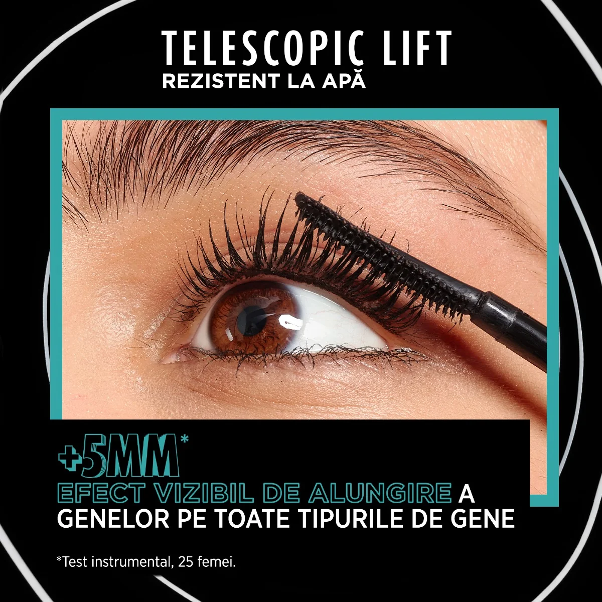 Mascara Telescopic Lift Waterproof, 9.9ml, L'Oreal Paris