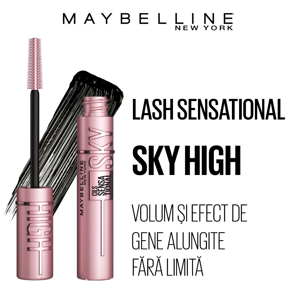 Mascara Lash Sensational Sky High Black, 7.2ml, Maybelline