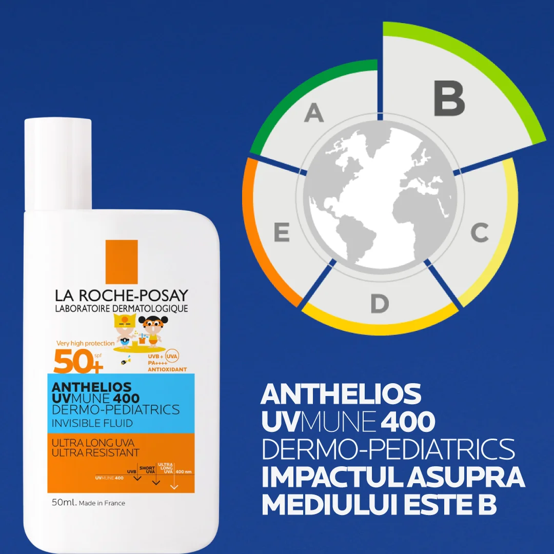 Fluid invizibil cu protectie solara potrivit pentru pielea copiilor SPF50+ Anthelios UVMUNE 400 , 50ml, La Roche-Posay