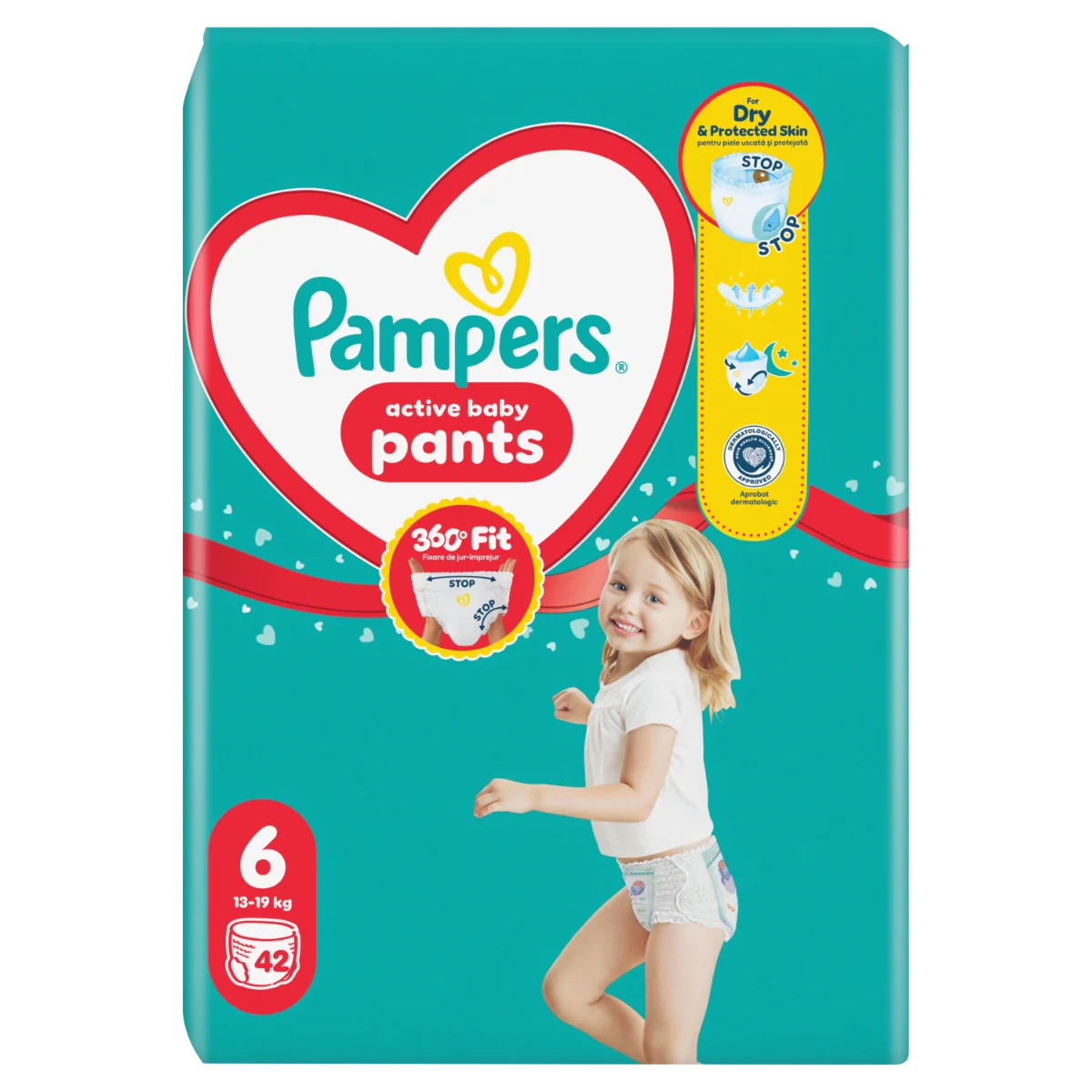 Scutece-chilotel Active Baby Pants Jumbo Pack Marimea 6 pentru 13kg-19kg, 42 bucati, Pampers