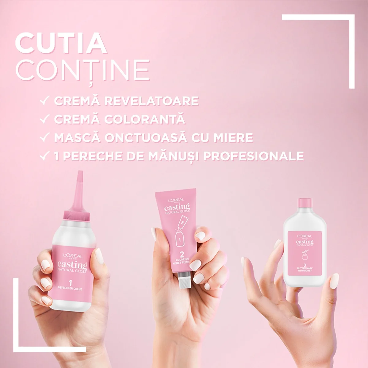 Vopsea de par semi-permanenta Casting Natural Gloss 123 Black Ganache, 180ml, L'Oreal Paris