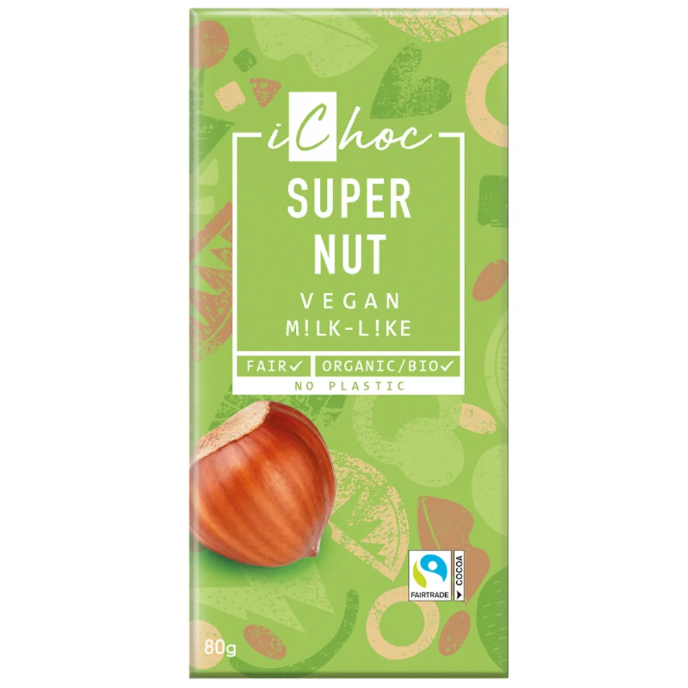 Ciocolata vegana ecologica Milk-Like Super Nuci, 80g, IChoc