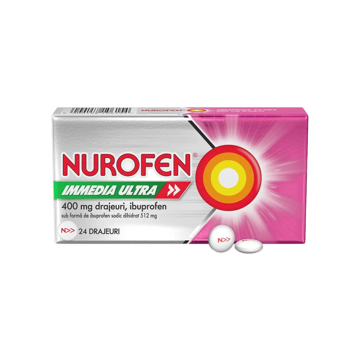 Nurofen Immedia Ultra 400 mg, 24 drajeuri, Reckitt Benckiser