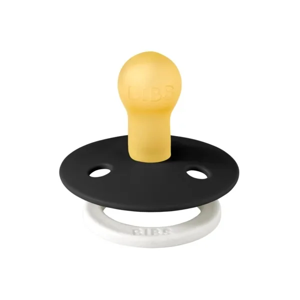 Suzeta fosforescenta din latex cu tetina rotunda pentru +0 luni Colour Glow Black, 1 bucata, Bibs