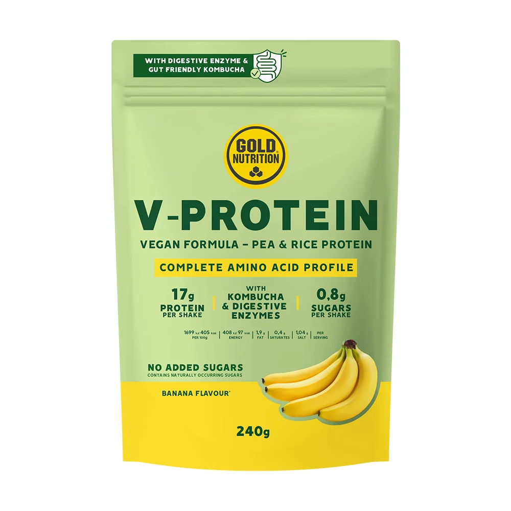 Pudra proteica V Protein cu banane, 240g, Gold Nutrition